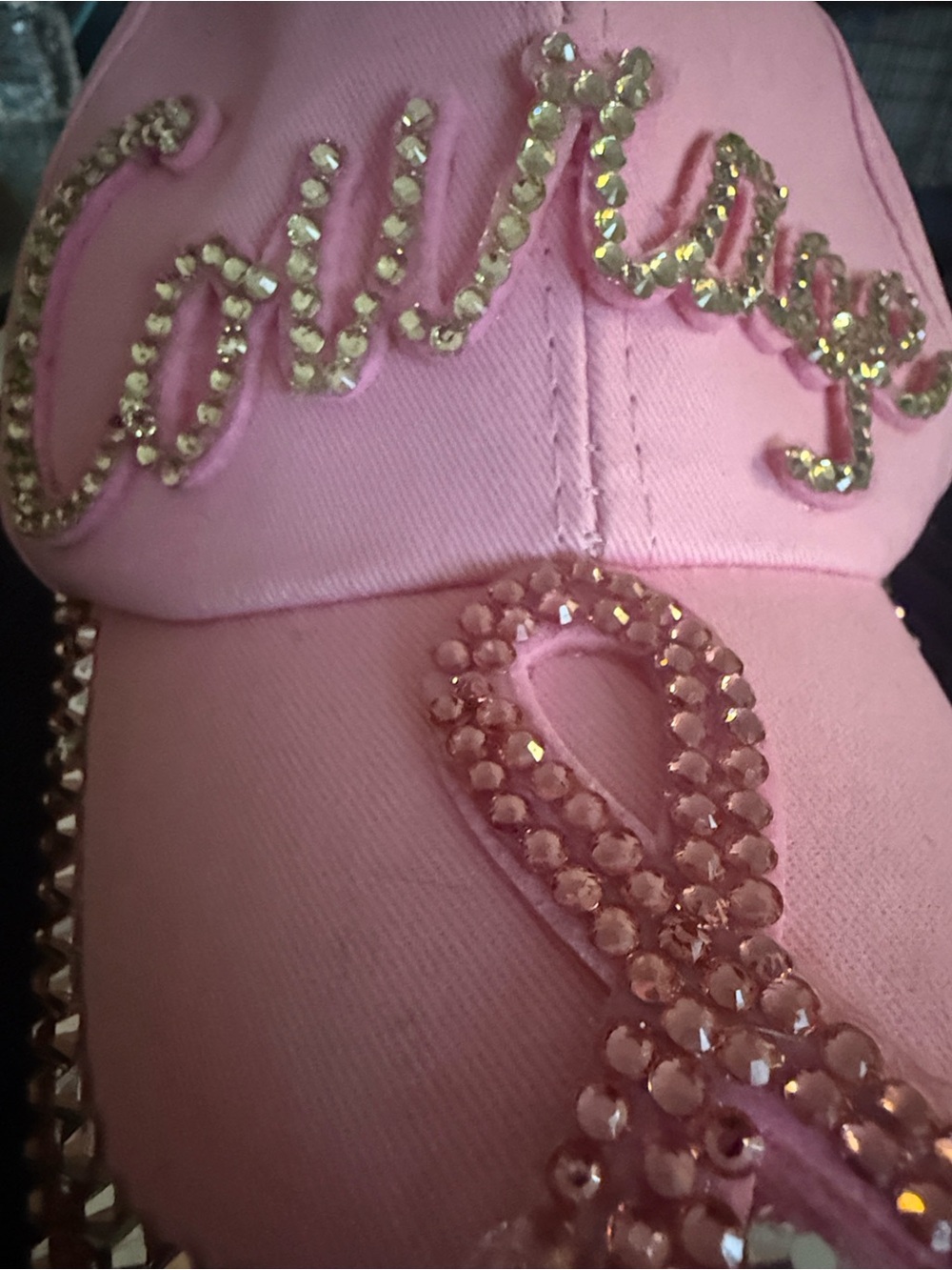 Hatch Pink Rhinestone 'Courage' Baseball Cap - Picture 3 of 4